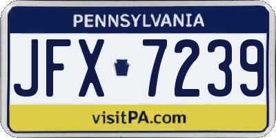 PA license plate JFX7239