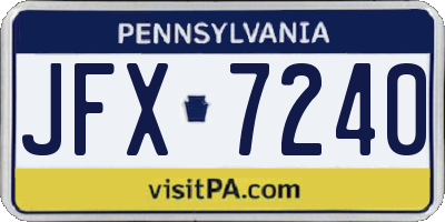 PA license plate JFX7240