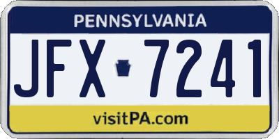 PA license plate JFX7241
