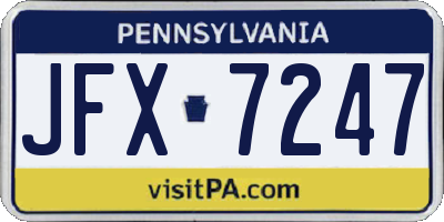 PA license plate JFX7247