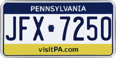 PA license plate JFX7250