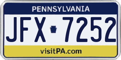 PA license plate JFX7252