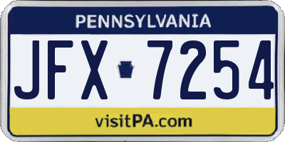 PA license plate JFX7254
