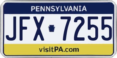 PA license plate JFX7255