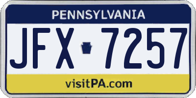 PA license plate JFX7257