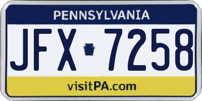 PA license plate JFX7258