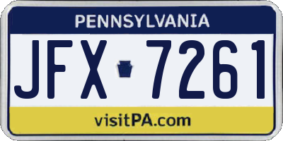 PA license plate JFX7261