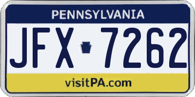 PA license plate JFX7262
