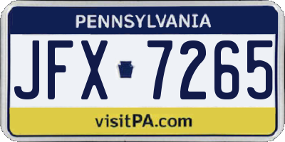 PA license plate JFX7265