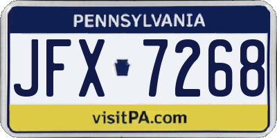 PA license plate JFX7268