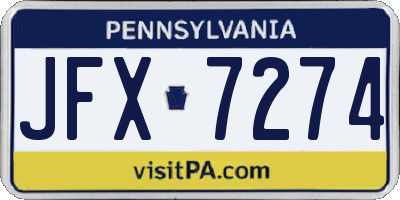PA license plate JFX7274