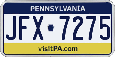 PA license plate JFX7275