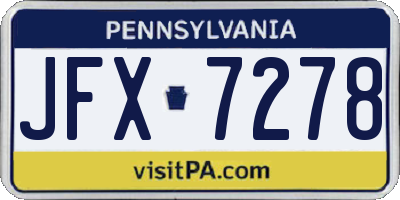 PA license plate JFX7278