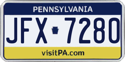 PA license plate JFX7280