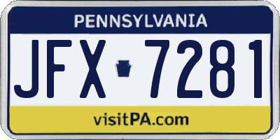 PA license plate JFX7281
