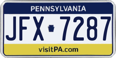 PA license plate JFX7287