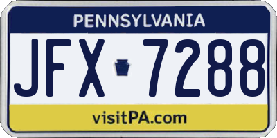 PA license plate JFX7288