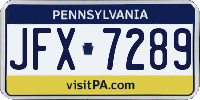PA license plate JFX7289