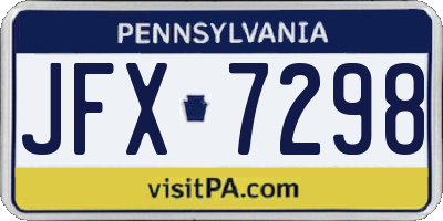 PA license plate JFX7298