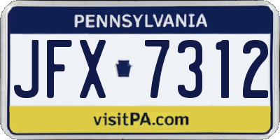 PA license plate JFX7312