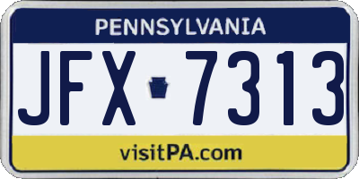 PA license plate JFX7313