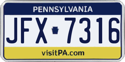 PA license plate JFX7316
