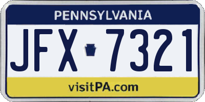 PA license plate JFX7321
