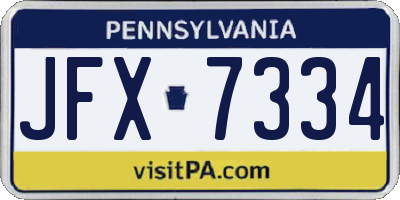 PA license plate JFX7334