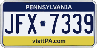 PA license plate JFX7339