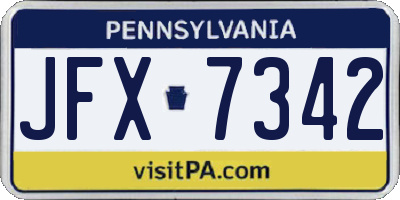 PA license plate JFX7342