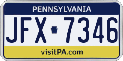 PA license plate JFX7346