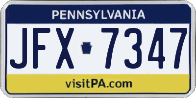 PA license plate JFX7347