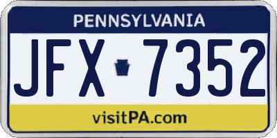 PA license plate JFX7352