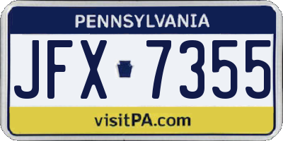 PA license plate JFX7355