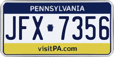 PA license plate JFX7356