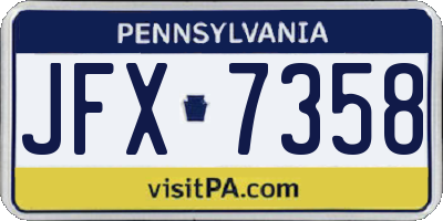 PA license plate JFX7358