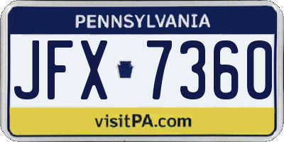 PA license plate JFX7360