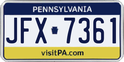 PA license plate JFX7361