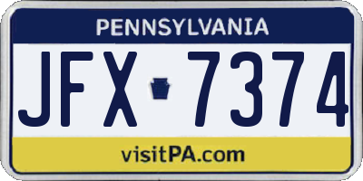 PA license plate JFX7374