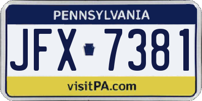 PA license plate JFX7381