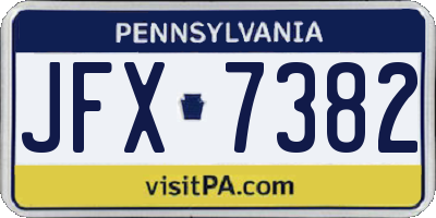 PA license plate JFX7382