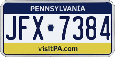 PA license plate JFX7384