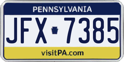 PA license plate JFX7385