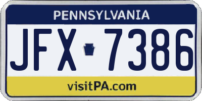 PA license plate JFX7386