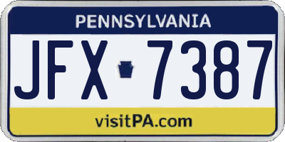 PA license plate JFX7387