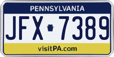 PA license plate JFX7389