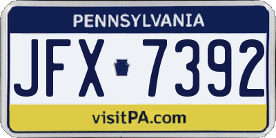 PA license plate JFX7392