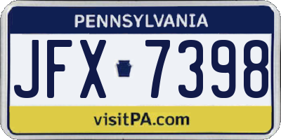 PA license plate JFX7398