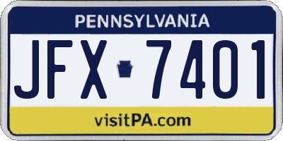 PA license plate JFX7401