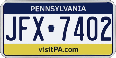 PA license plate JFX7402
